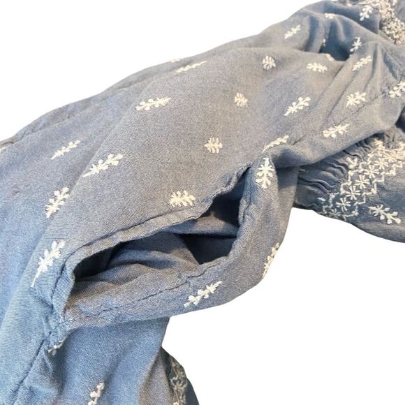 Old Navy Puff-Sleeve Split-Neck Embroidered Mini Swing Dress in Size Large - Picture 11 of 14